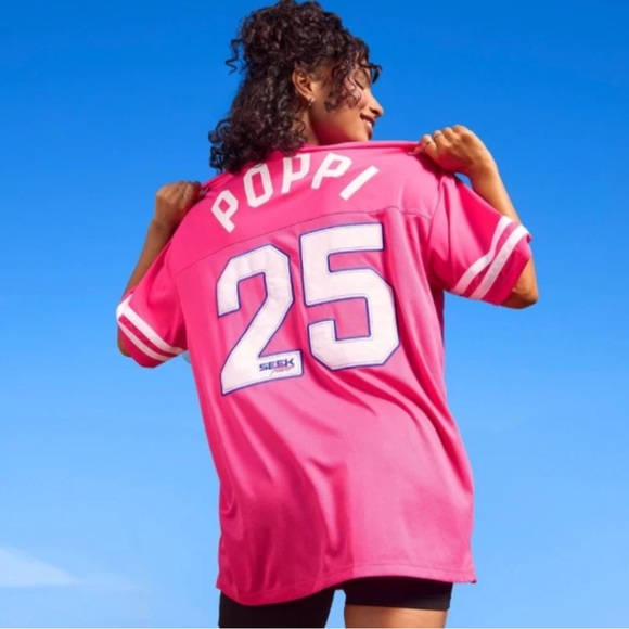 Poppi Tops - Adult Poppi Football Pink Graphic Jersey NWT women’s size